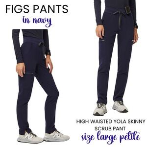 FIGS Women’s Yola Scrub Pants EUC Size L LP Large Petite Navy